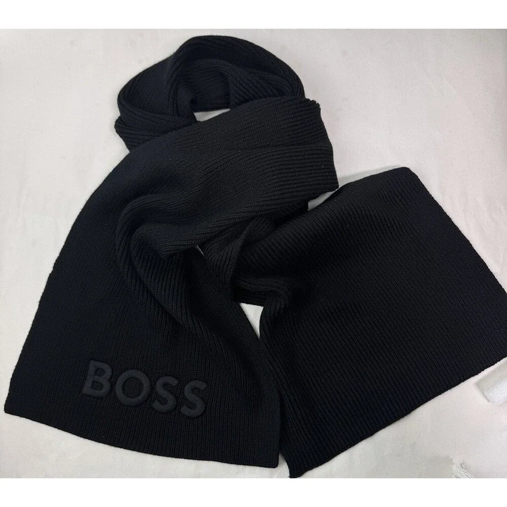BOSS Hugo Boss Afox Wool Blend Logo Scarf NWT